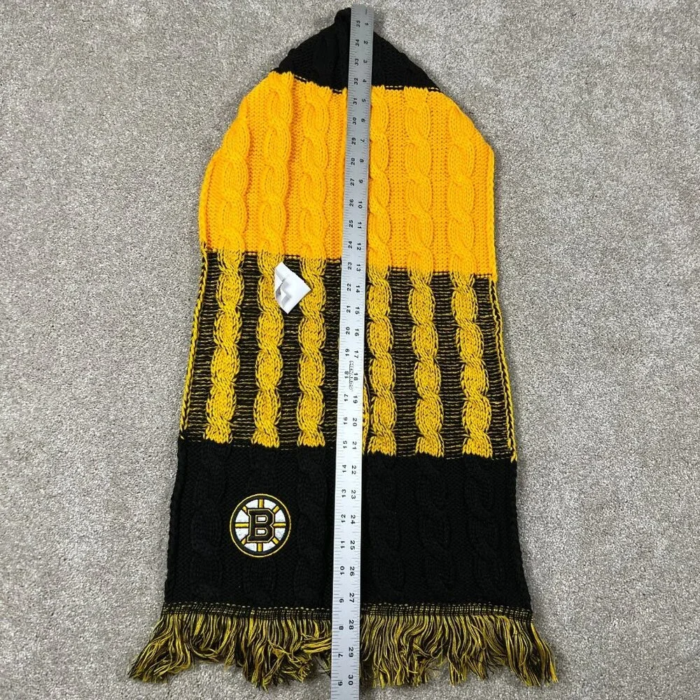 Reebok Unisex One Size Black‎ Yellow Fringe NHL Boston Bruins Hockey Scarf NWT